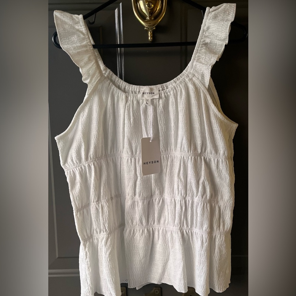 Heyson White Ruffle Sleeve Top